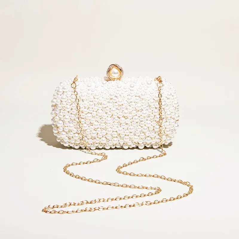 Thumbnail: Baptism Center Women’s Ivory Pearl Evening Set – Acrylic Pearl Clutch + Shiny Pe