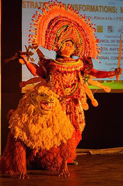Elaborate costume and masks are worn while performing Chau. 