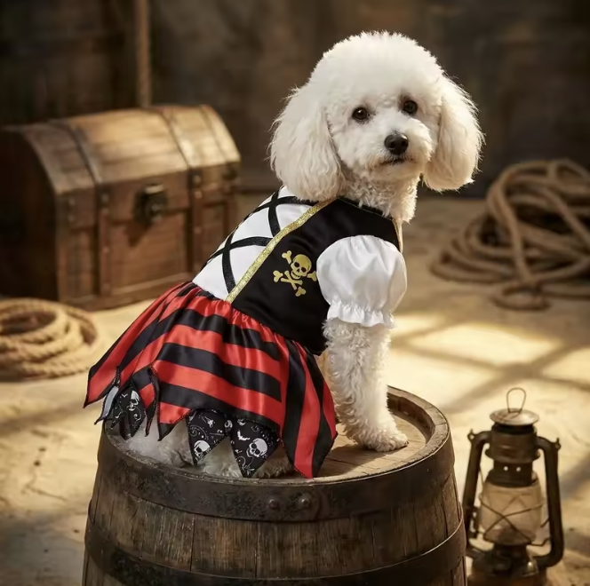 Pet wearing the Pirate Adventure Dress costume