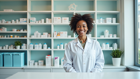 Pharmacist inside a community pharmacy