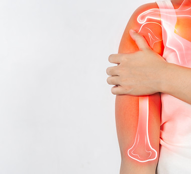 Close up Shoulder and clavicle fracture pain in a women, Young women holding his shoulder 