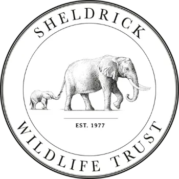 Sheldrick Wildlife Trust logo, elephant and calf, est. 1977