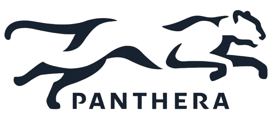 Panthera logo with a stylized running big cat