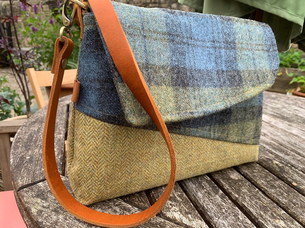 Thumbnail: Blue & Moss Tweed Handbag, shoulder bag, Gift for a woman