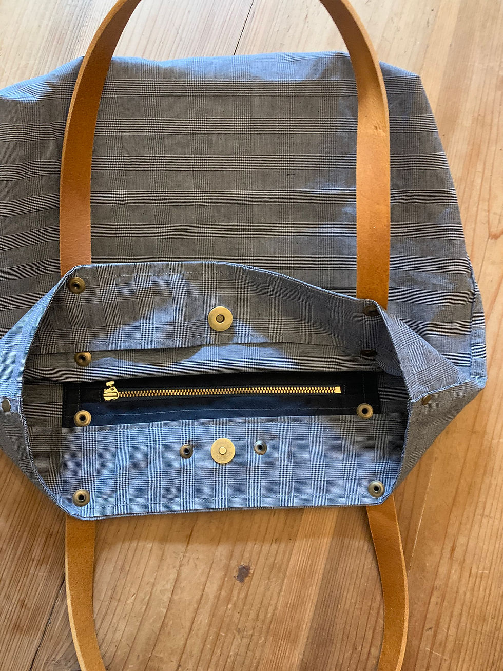 Thumbnail: Dry oilskin grey checked handbag, everyday bag, work bag