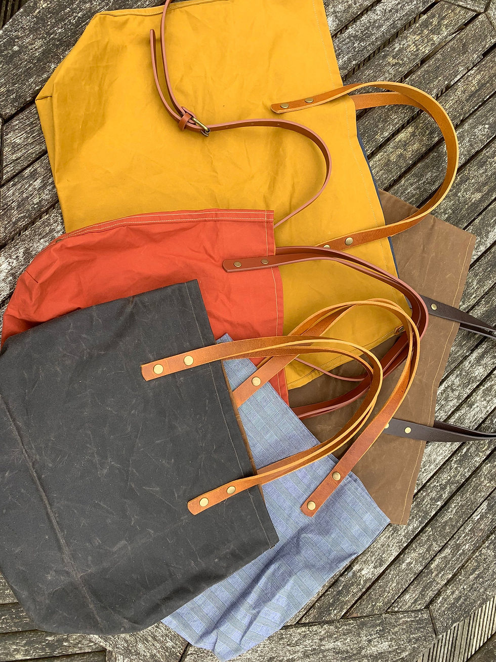 Thumbnail: Rust Waxed cotton bag, Dry oilskin bag, everyday bag, work bag, beach bag