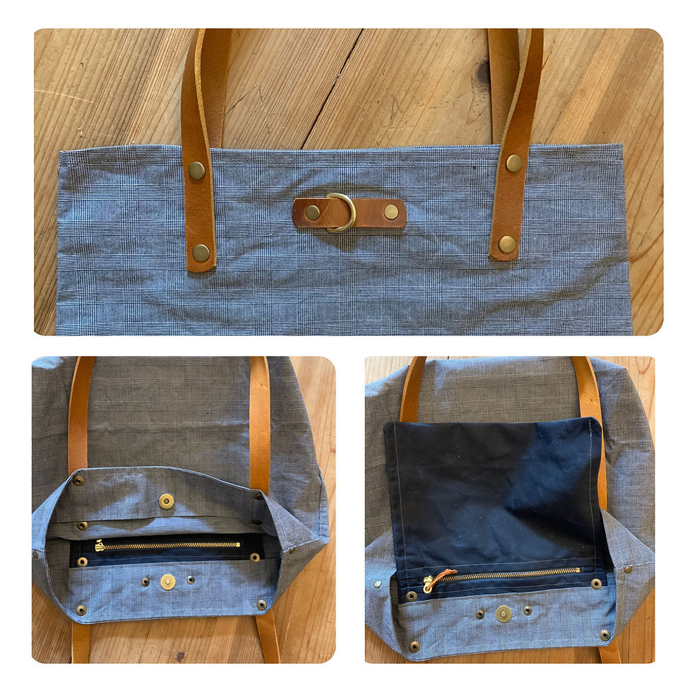 Thumbnail: Dry oilskin grey checked handbag, everyday bag, work bag