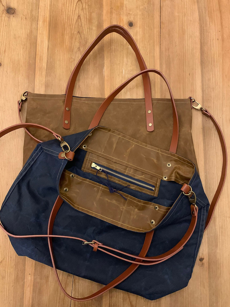 Thumbnail: Emerald Waxed Canvas Bag, Canvas Bag, Canvas Bag, Shoulder Bag, Shopper, Handbag