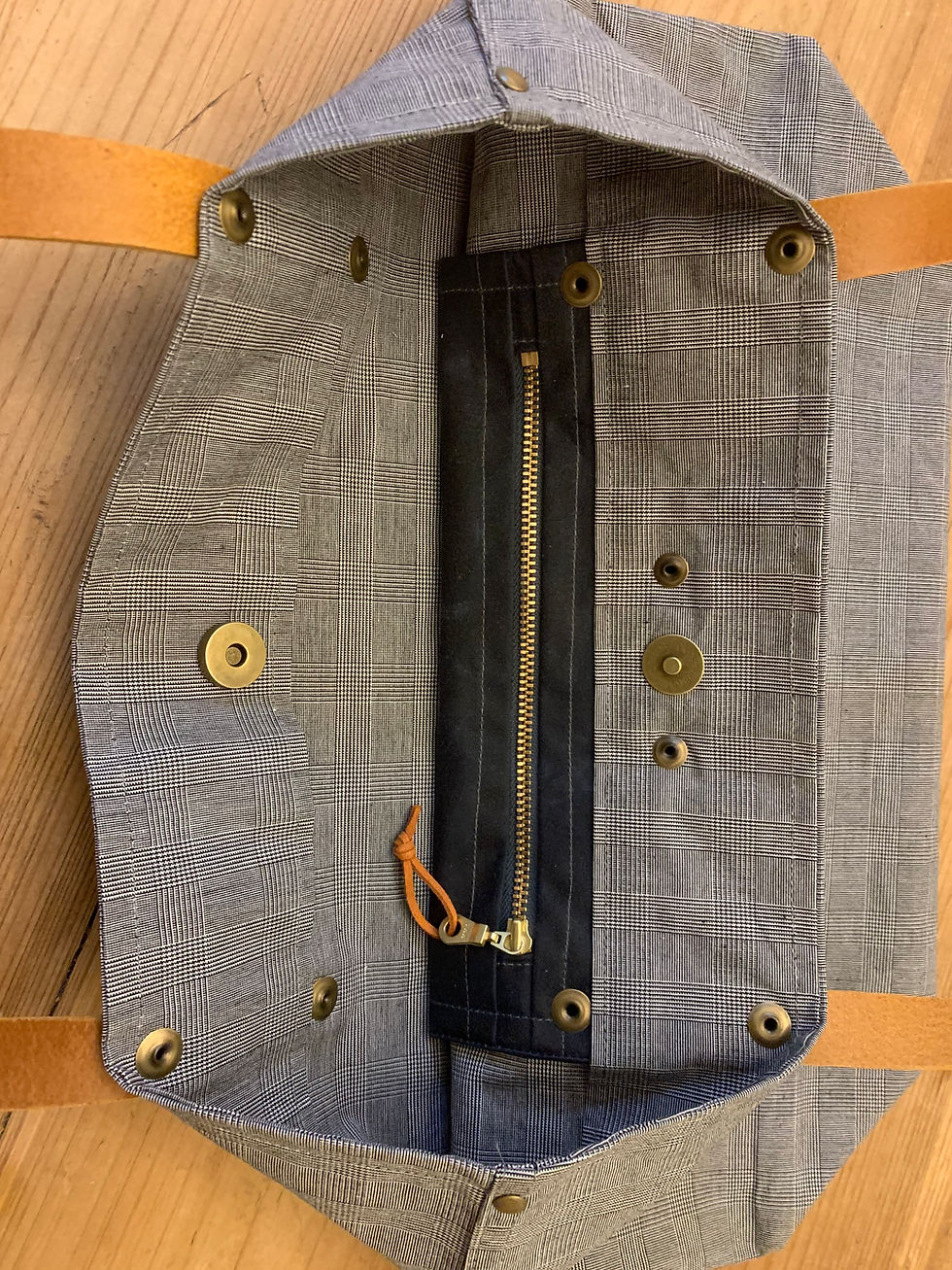 Thumbnail: Dry oilskin grey checked handbag, everyday bag, work bag