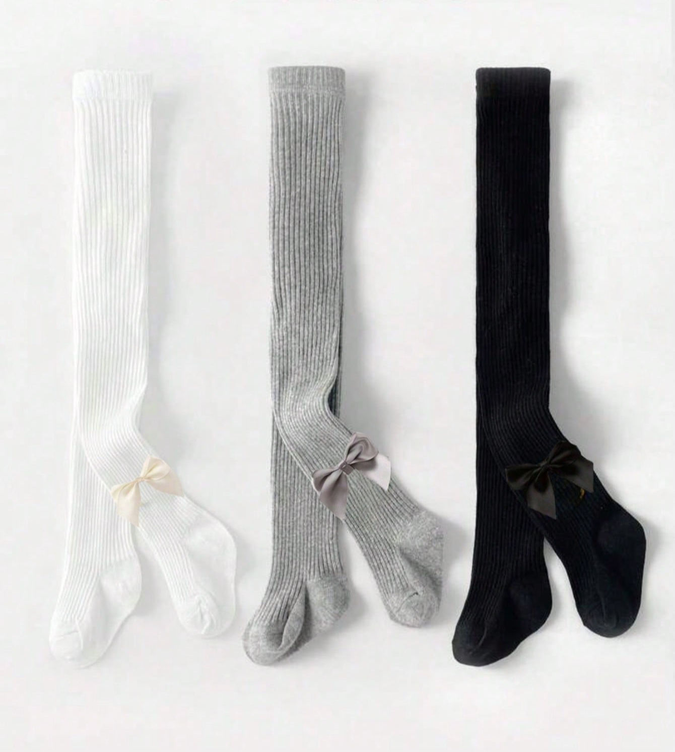 3 Pairs Baby Girl Bow Pantyhose – Autumn & Winter Cute Tights