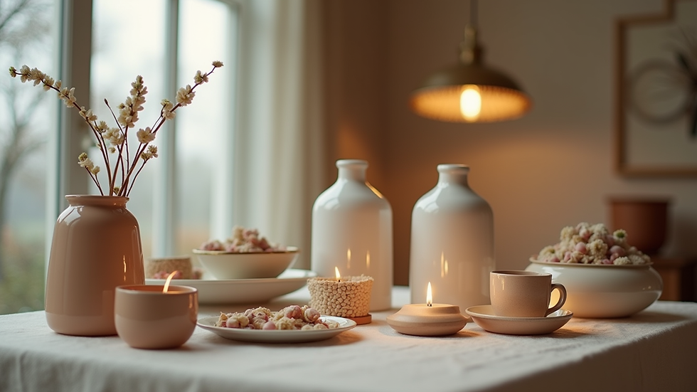 Eye-level view of a beautifully arranged display of exclusive home decor items