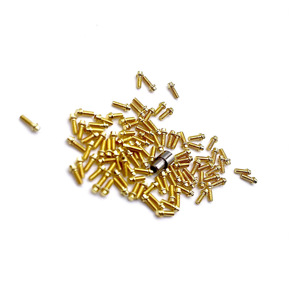 Gold SCX24 M1.4 x 4mm scale hardware screws for RC rock crawler upgrades