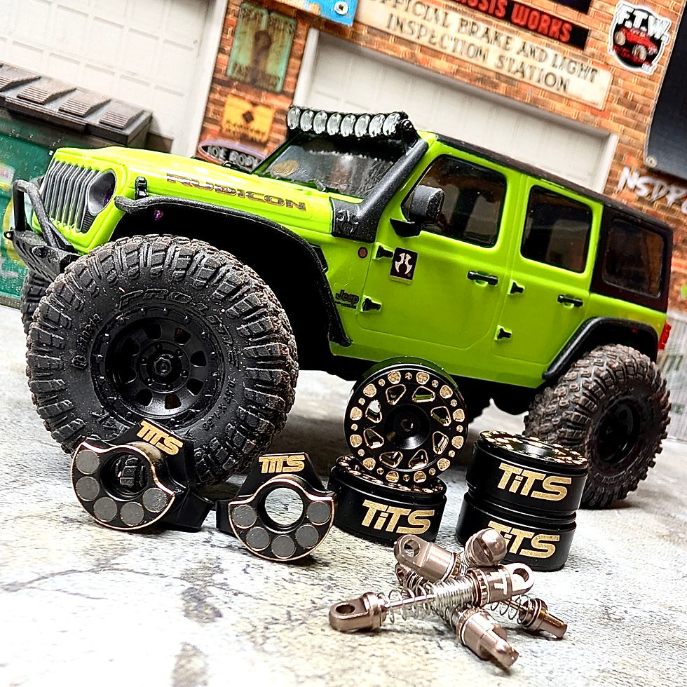 Thumbnail: SCX30 friction shocks suspension upgrade by Tiny Terrains RC for smoother articulation, improved damping, and enhanced rock c