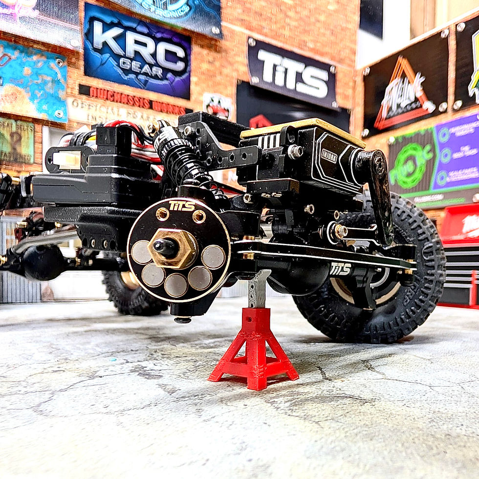 SCX24 and TRX4M brass and tungsten Slug Knucks by Tiny Terrains RC for increased front-end weight, durability, and improved r