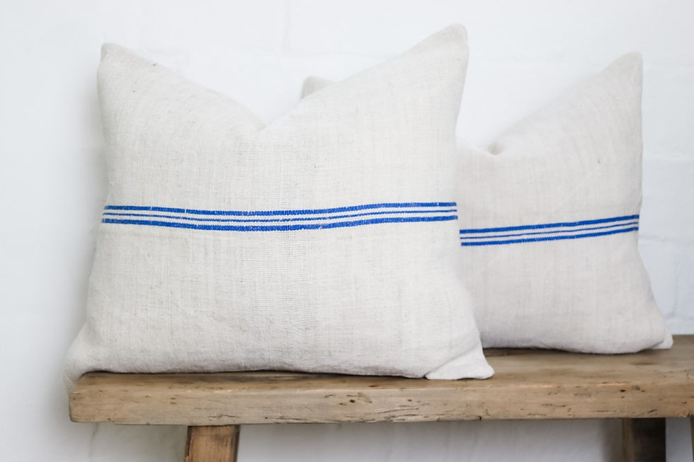 Thumbnail: Vintage Grainsack Cornflower Blue Stripe