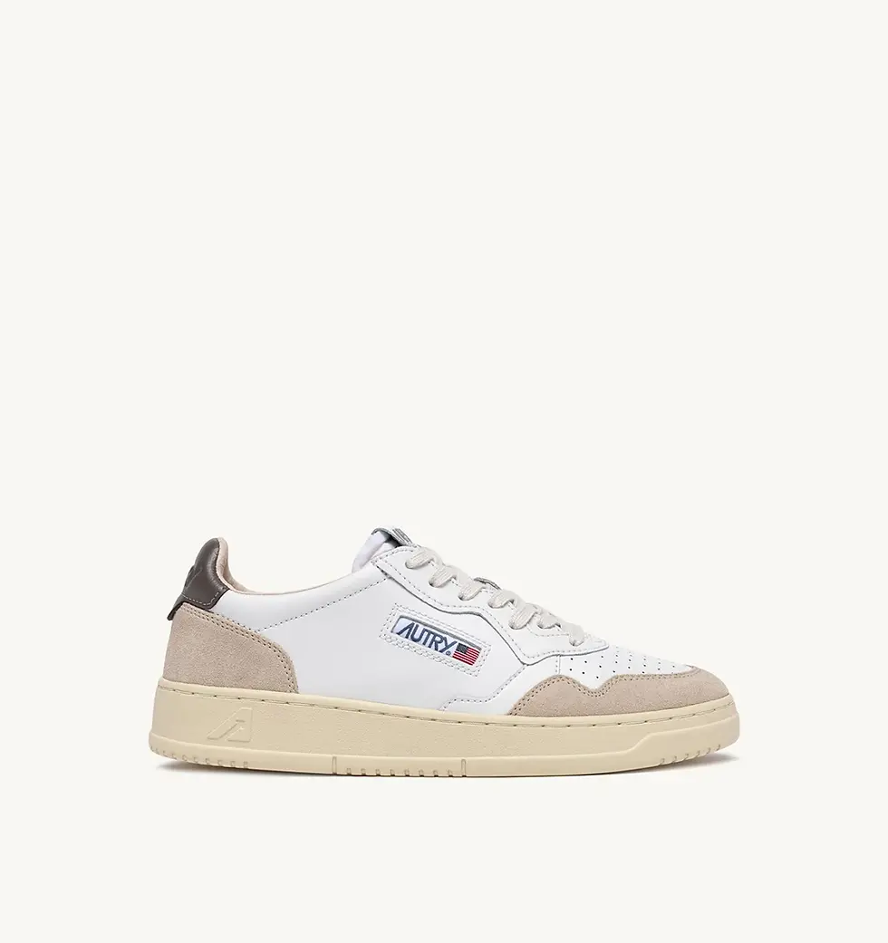 AUTRY AULM-LS01 SNEAKERS MEDALIST LOW IN SUEDE E PELLE BIANCA E MOREL
