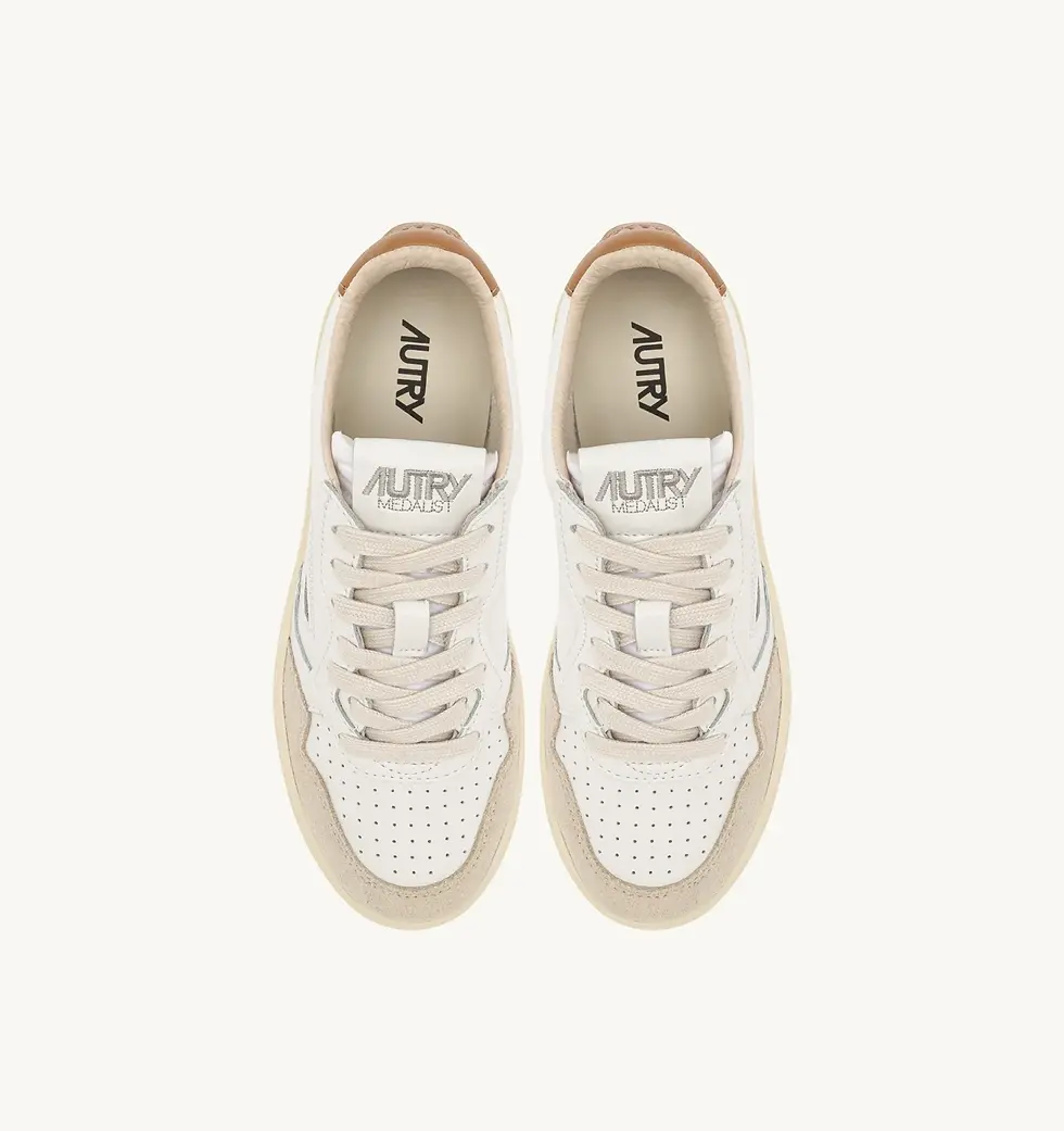 Miniatura: AUTRY AULW-LS02 SNEAKERS MEDALIST LOW IN SUEDE E PELLE BIANCA E BROWN SUGAR