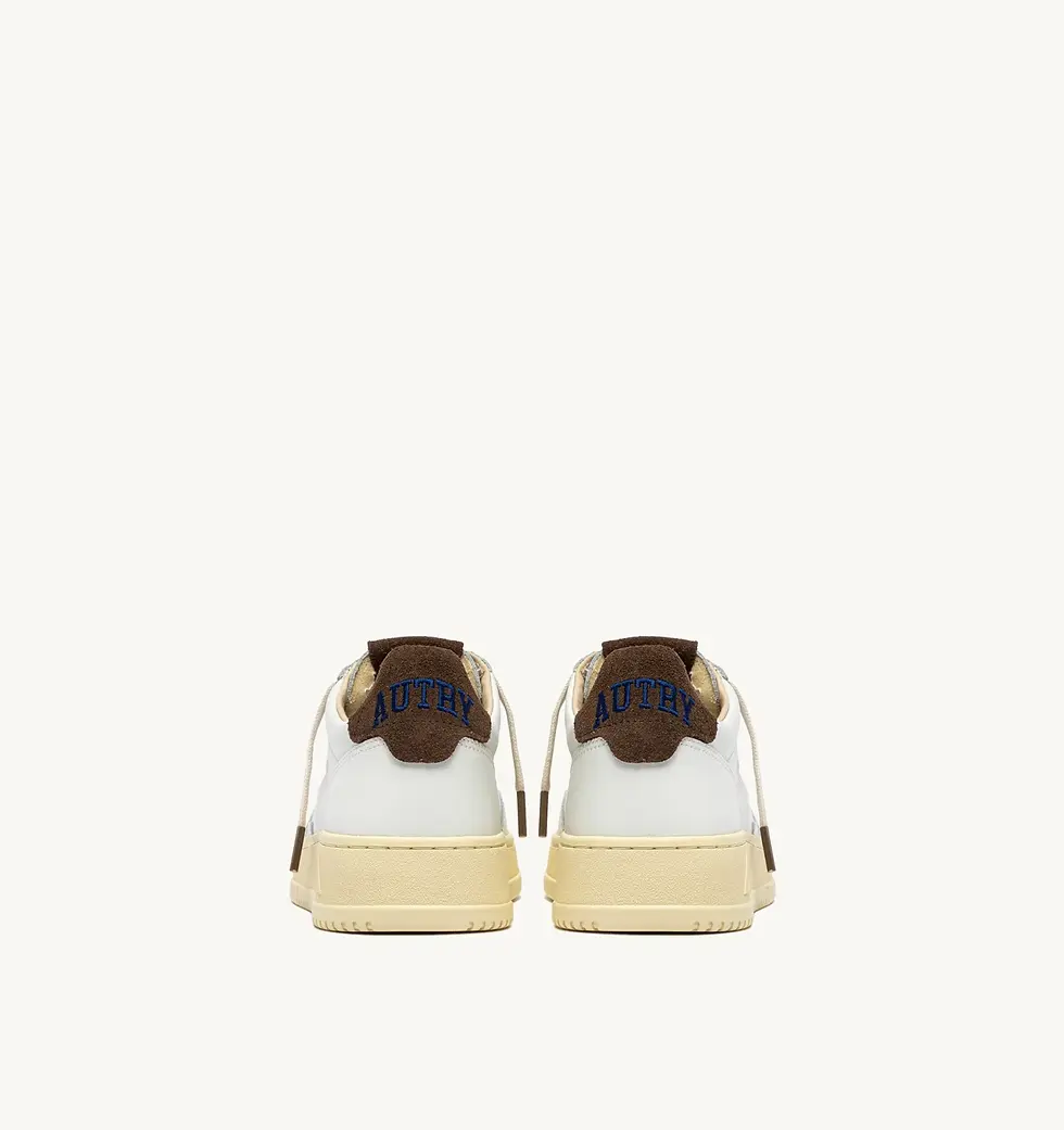 Miniatura: AUTRY AULM-HJ03 UOMO SNEAKERS MEDALIST LOW IN PELLE BIANCA E SUEDE CHOCOLATE CH