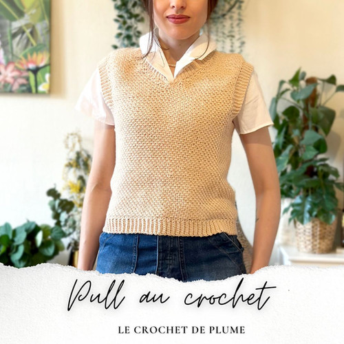 Pull au crochet PDF Patron sans manche Elana Le crochet de Plume