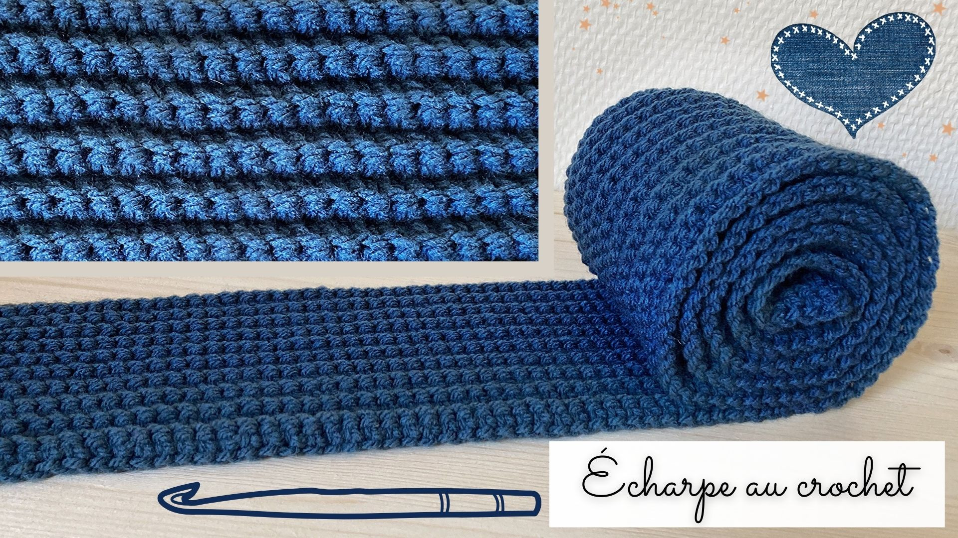 Écharpe au crochet Azur | Tutoriel crochet facile | Patron PDF et video