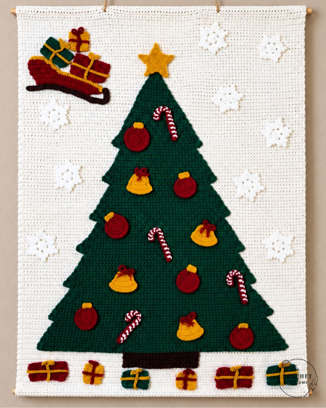 Sapin mural de Noël au crochet | Patron PDF complet