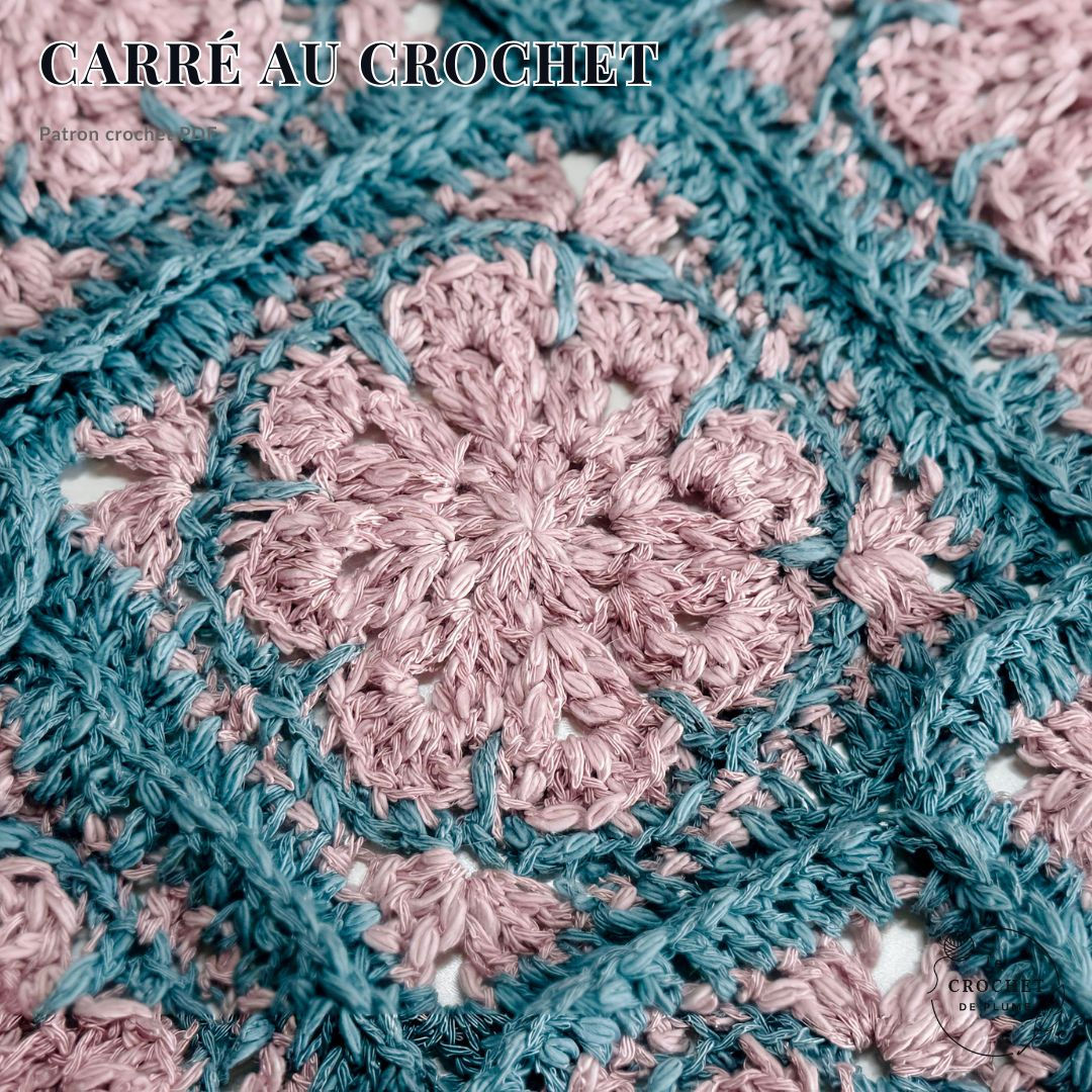 Carré granny floral au crochet | Explications PDF, vidéo et diagramme