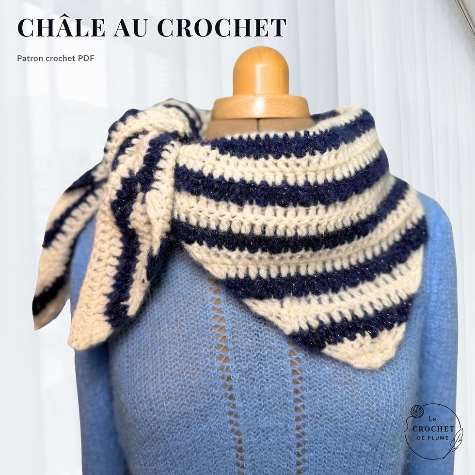 Châle au crochet Marinière | Tutoriel crochet facile | Patron PDF et video
