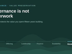 Governance is not paperwork. It is what protects what you built.