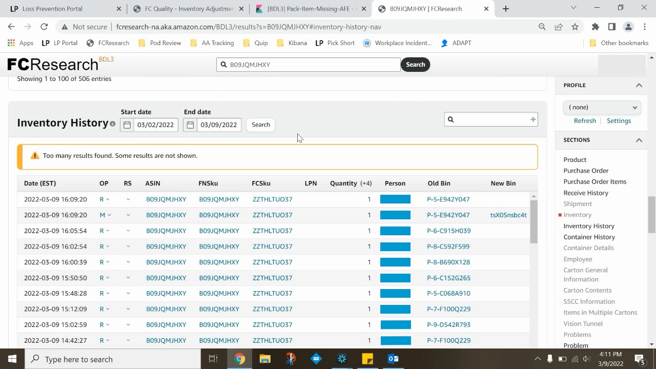 Screenshot of FCResearch tool
