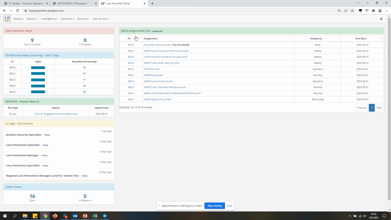 Screenshot of LP Portal tool