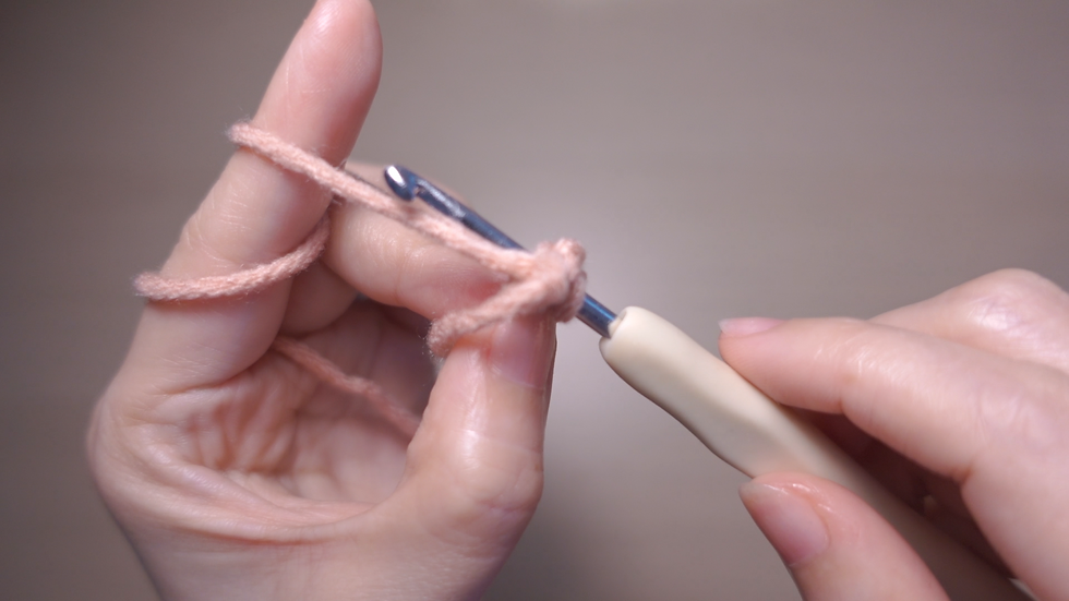 Then insert the hook into the magic ring or chain ring