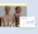 Fashion landing page design with a website-visitors analytics graph, built on Wix