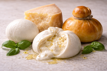 Mozzarella fior di latte, burrata, parmigiano reggiano, scamorza