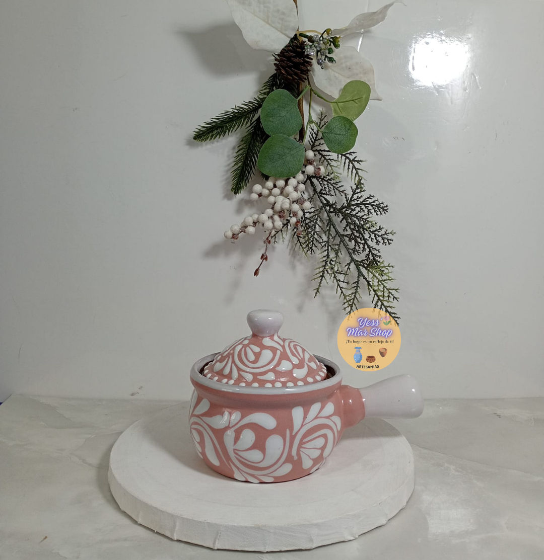 Salsera con tapa combinada rosa