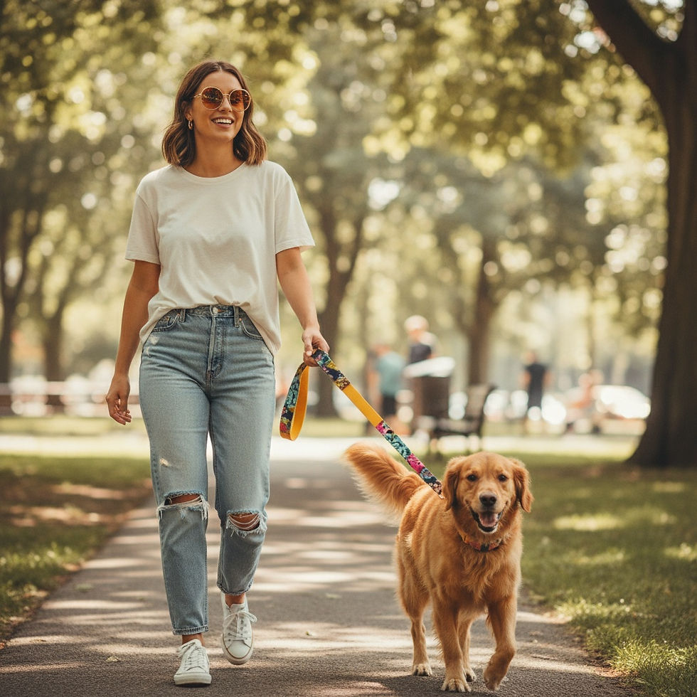 Thumbnail: Dog Leash-matching floral and bright dog collars
