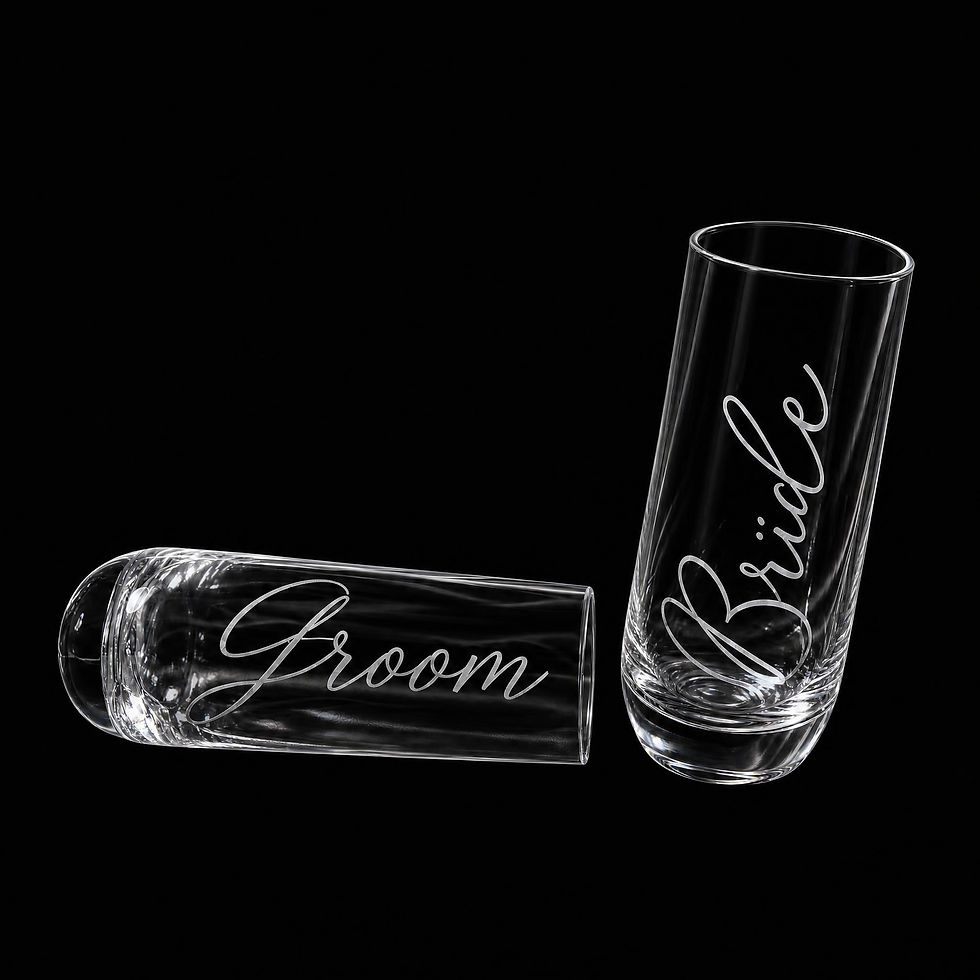 Thumbnail: Engraved Custom Glass Wedding Flutes