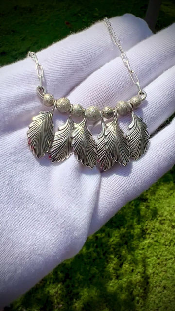 Thumbnail: Handmade Leaf Silver Necklaces (Earrings to match available )