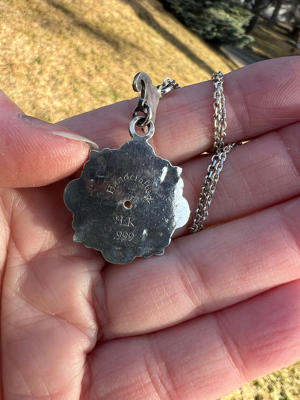Thumbnail: Handcrafted Silver Retro Four Corners Citrine Pendant 