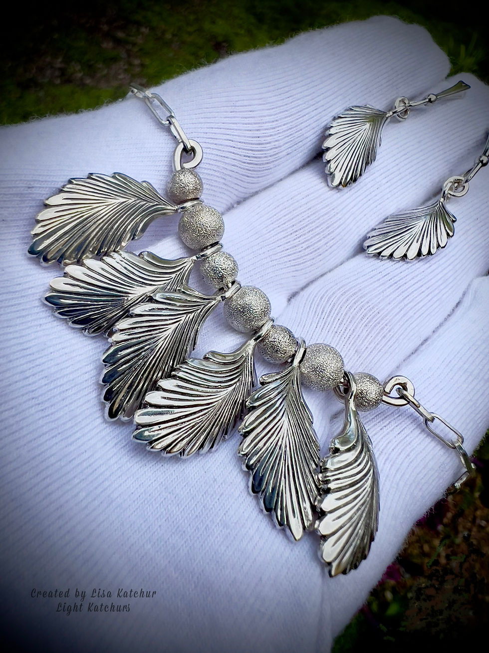 Thumbnail: Handmade Leaf Silver Necklaces (Earrings to match available )