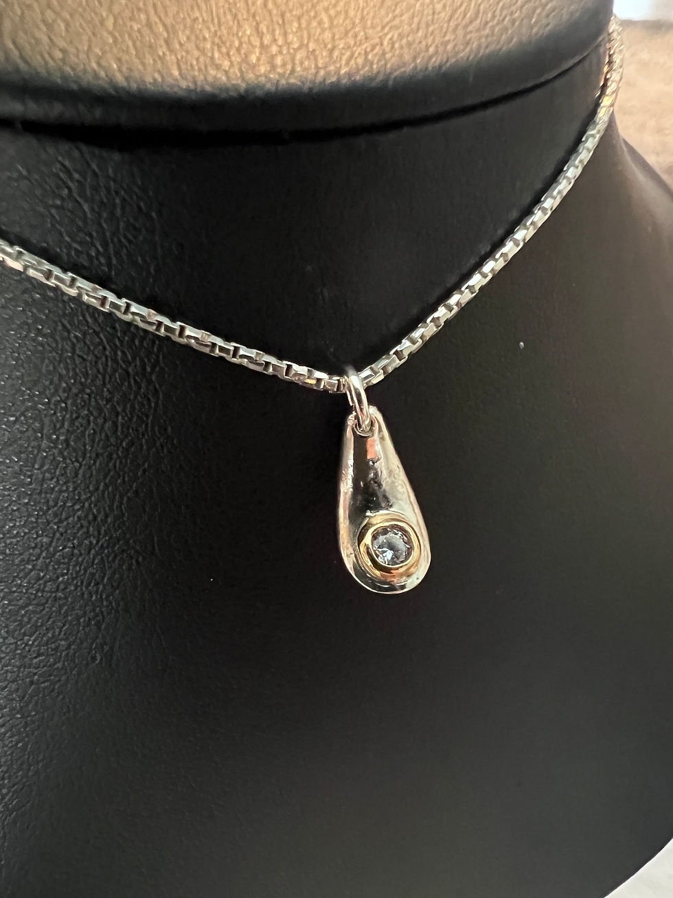 Thumbnail: Silver and Gold Radiant Retro Diamond Drop Minimalist Pendant