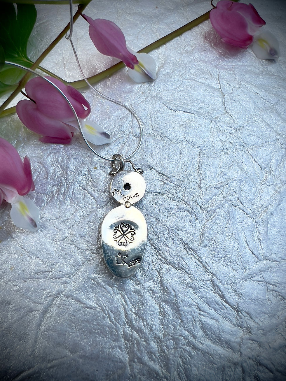 Thumbnail: Handmade Hubei Turquoise Pendant with Opal Cabochon