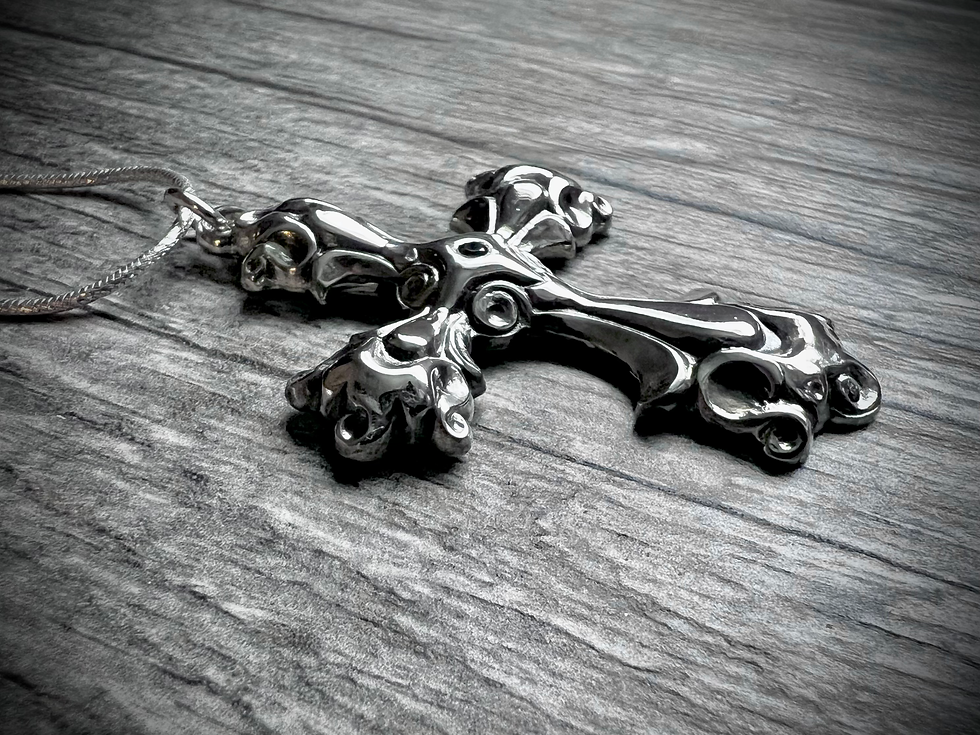 Thumbnail: Undulating Cross Solid Silver Montana Sapphire 