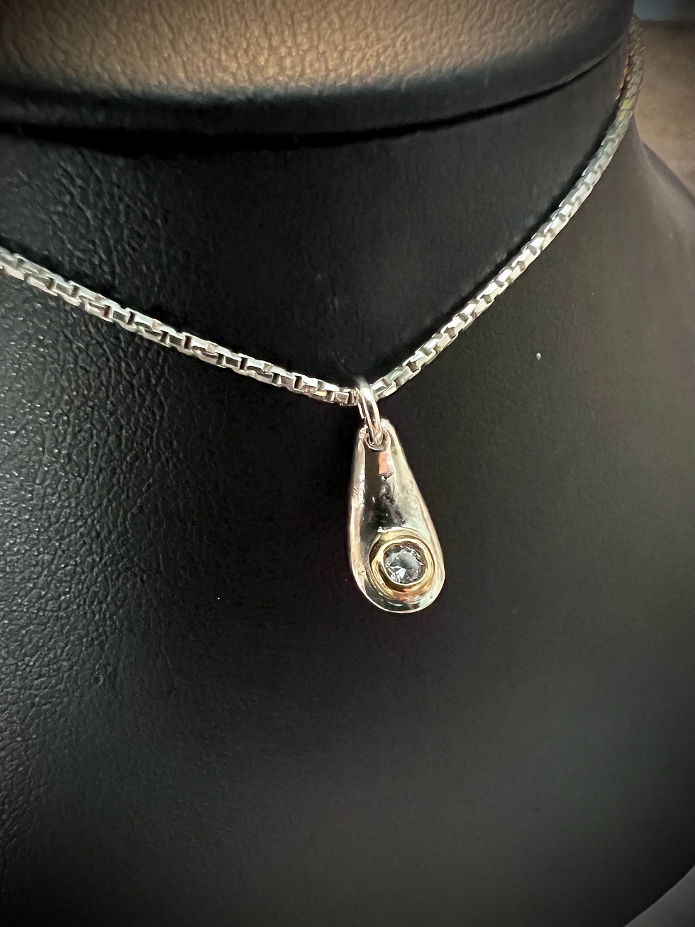 Thumbnail: Silver and Gold Radiant Retro Diamond Drop Minimalist Pendant