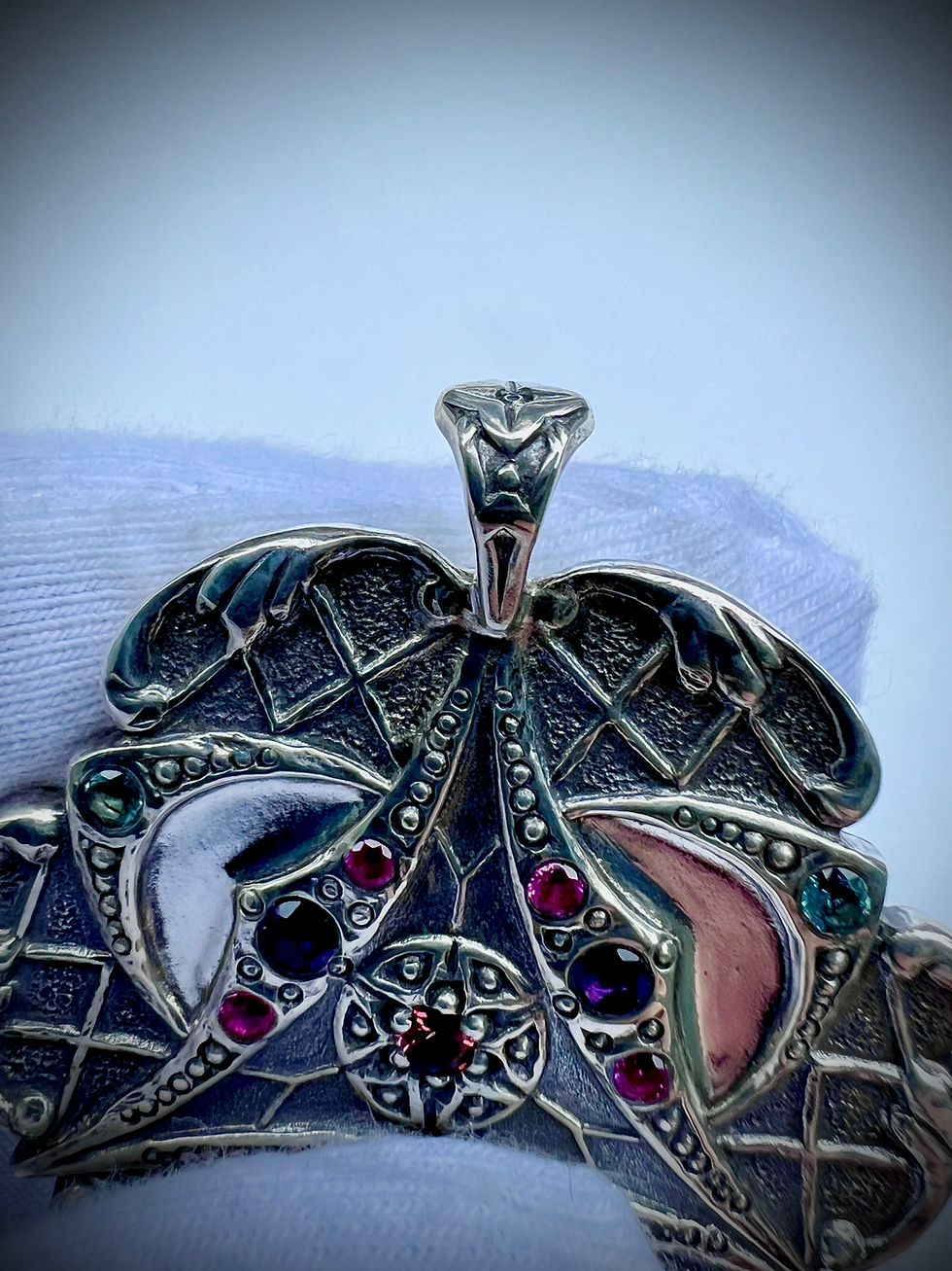 Thumbnail: Solid Silver Mandala with Real Gems Made in Montana