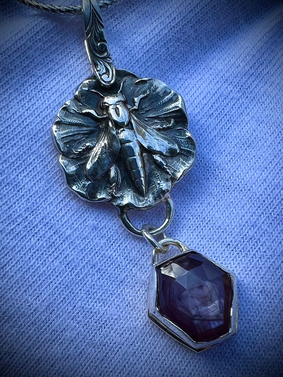 Thumbnail: Silver Handmade Custom Design Honey Bee with Hexagon Ruby