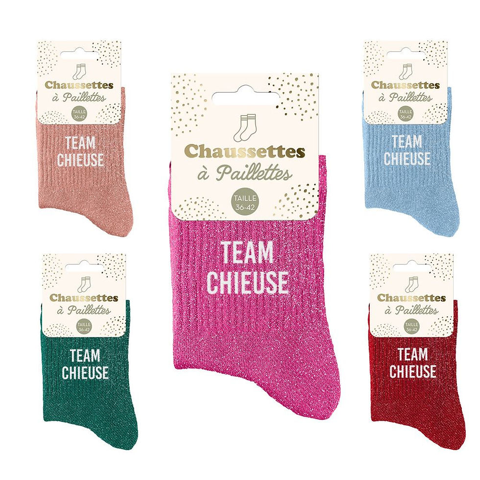 Chaussettes à paillettes team chieuse