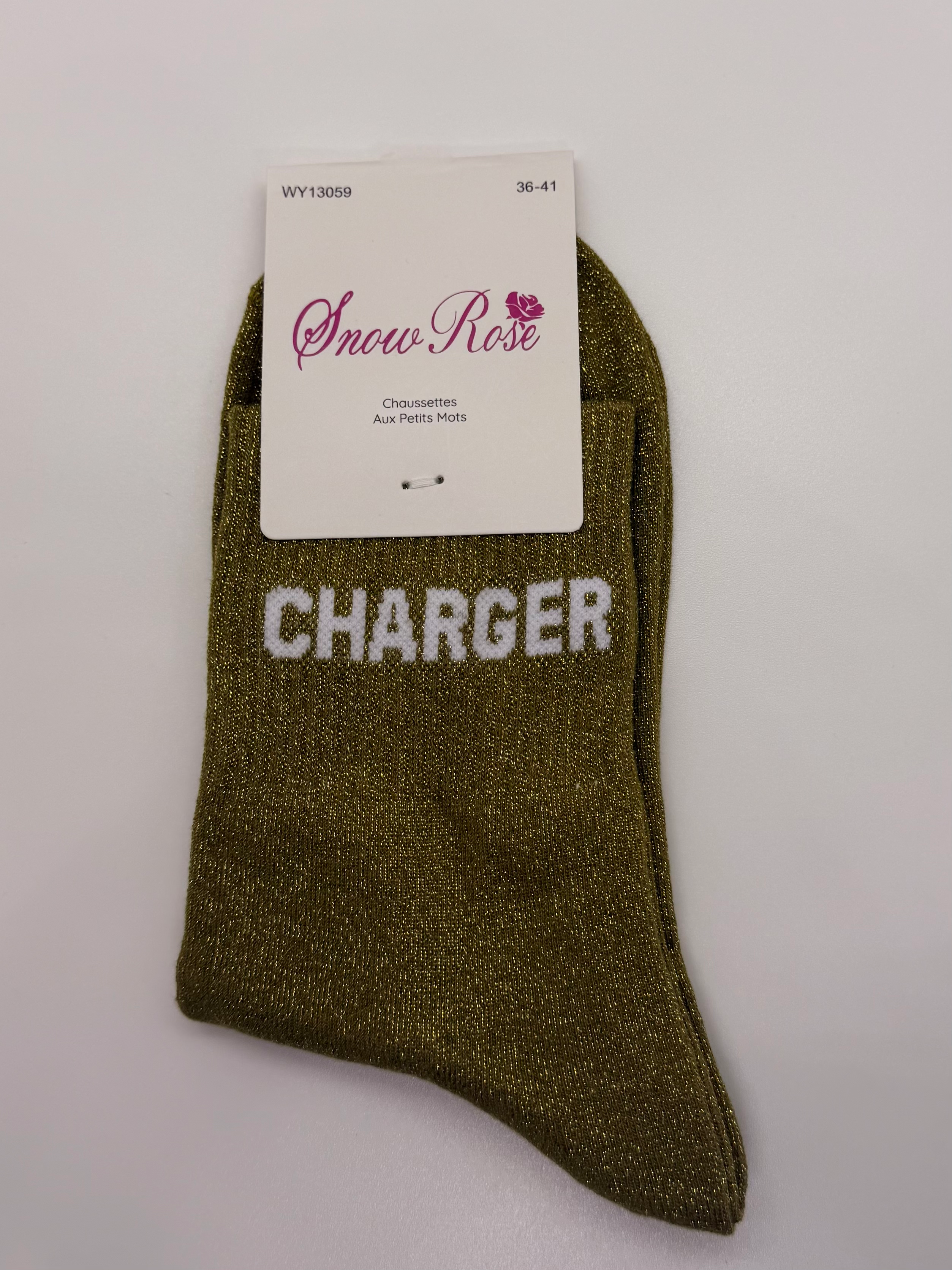 Chaussette à paillette charger olive