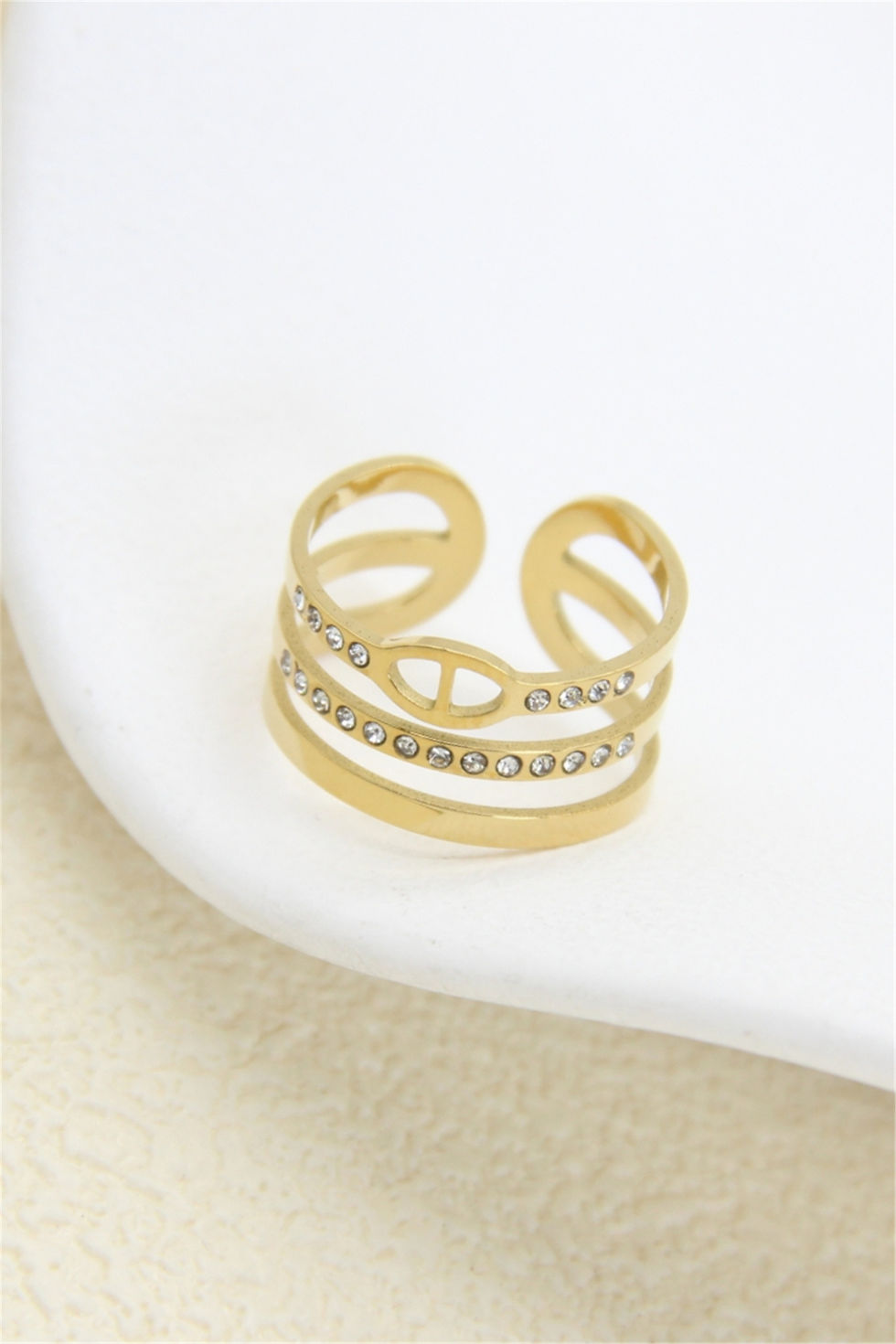 Miniature : bague maille marine strass