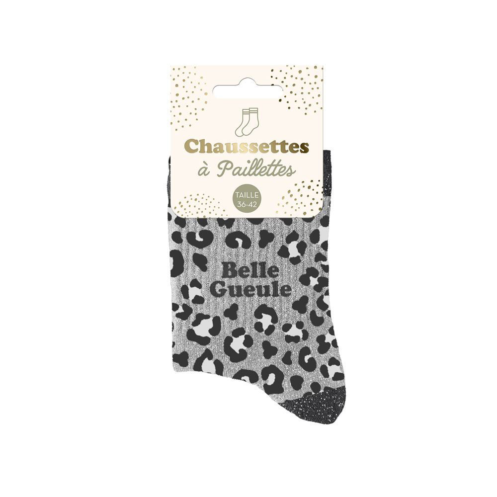 Chaussette à paillettes Leopard BELLE GUEULE
