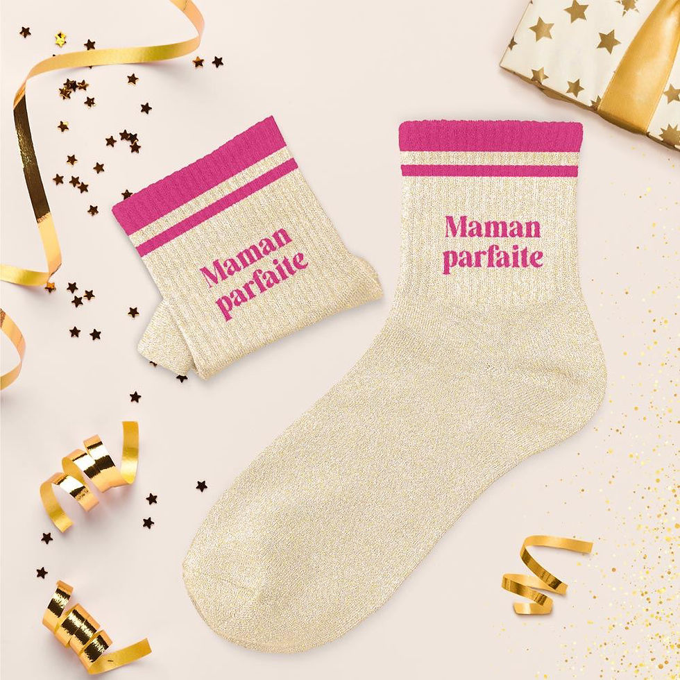 Miniature : Chaussettes à paillettes à bandes maman parfaite 